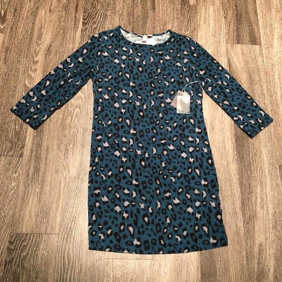 teal leopard print dress